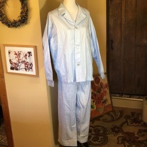 VINTAGE’50’s Saks Fifth Avenue Size XL Cotton PJs 2-Piece Set Blue Stripe Fabric